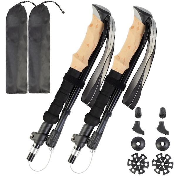 Wakeman Collapsible Walking Sticks - Set of 2 Foldable Trekking Poles for Hiking by Wakeman Black 75-CMP1119 - main
